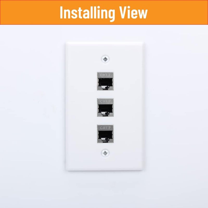 YOEMELY RJ45 Wall Plate 3 Port, 1 Gang Cat7 Keystone Wall Plate with Female to Female Coupler and Wall Plate Bracket for Ethernet Cable System (White, 1 Pack) - Image 5